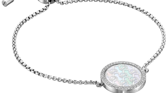 MK Monogram MOP & Silver-Tone Disk Slider Bracelet - Picture 2 of 4